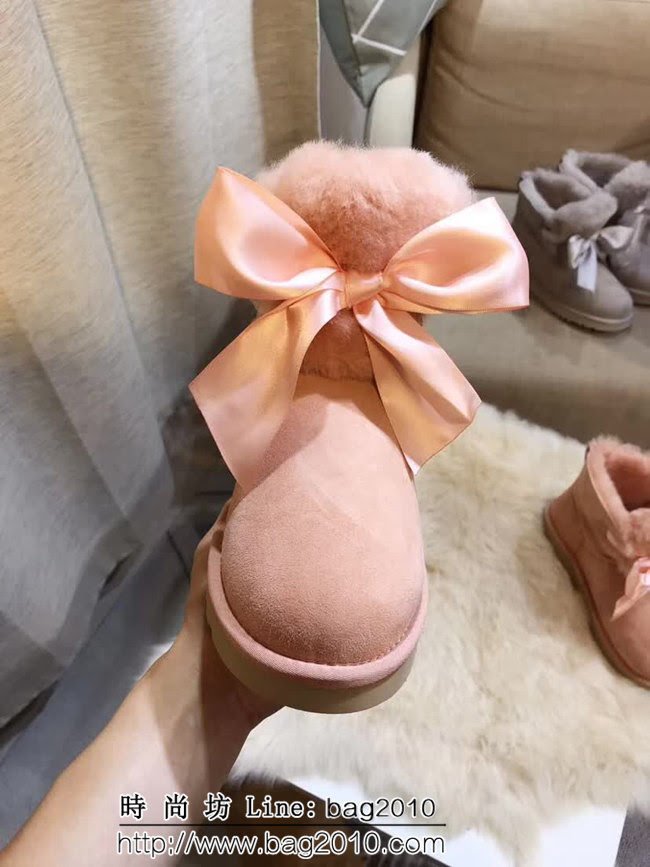 UGG 109836018秋冬 518新款 gita bow mini 絲帶蝴蝶結 短筒雪地靴 QZS2876
